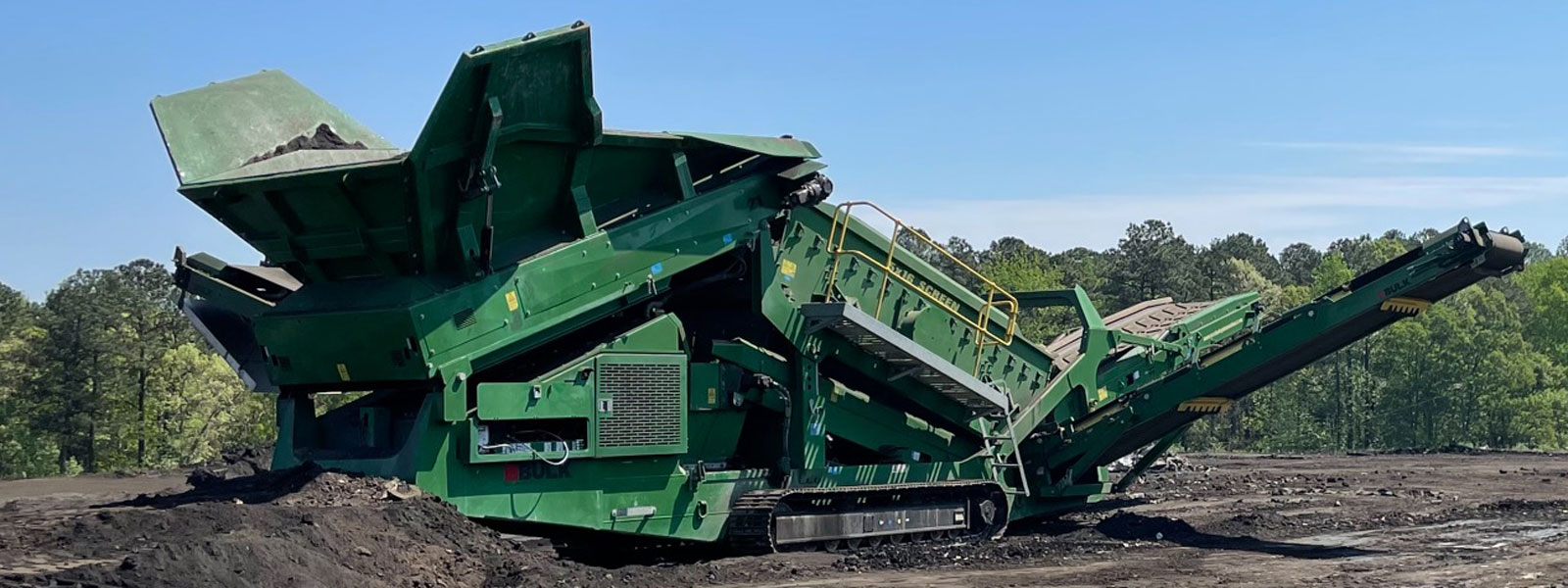 Green Mobile Screening Plant At Scrap Recycling Site